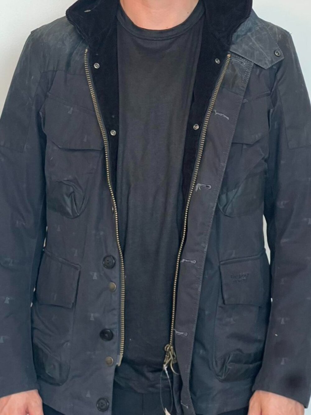 Barbour Dept B Mast Waxed Captain Jacket Black L